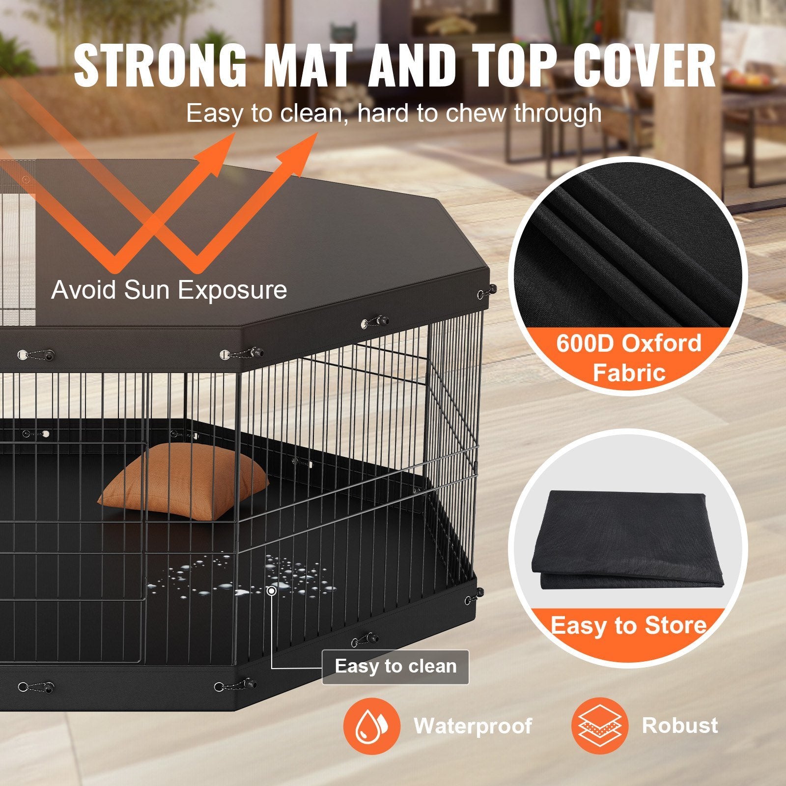 VEVOR Dog Playpen, 8 Panels Foldable Metal Dog Exercise Pen Doba